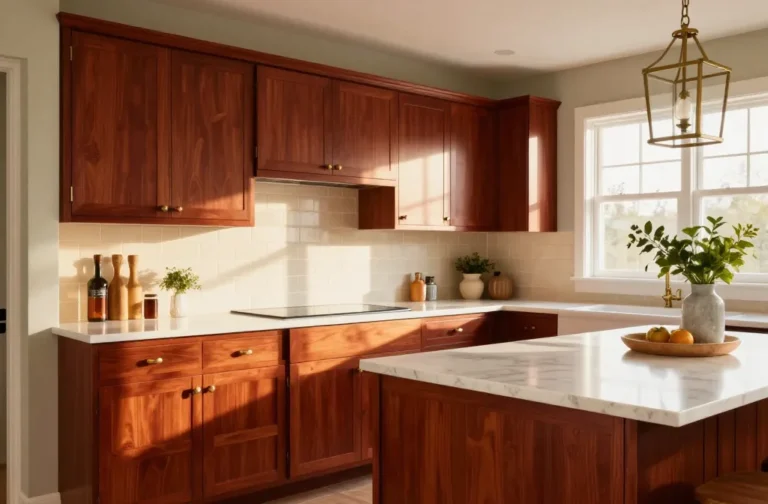 10 Cherry Kitchen Cabinets with Quartz That Wow