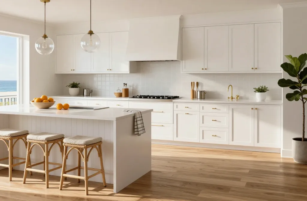 Stunning 10 Kitchen Floors with White Cabinets Ideas