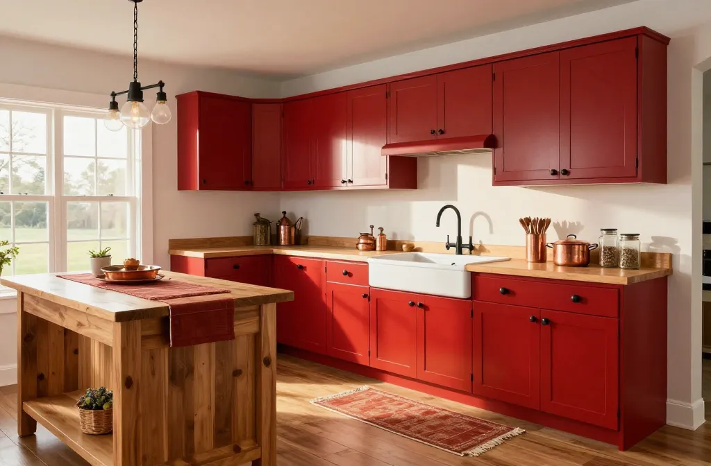 10 Red Farmhouse Kitchen Ideas That Pop with Cozy Charm