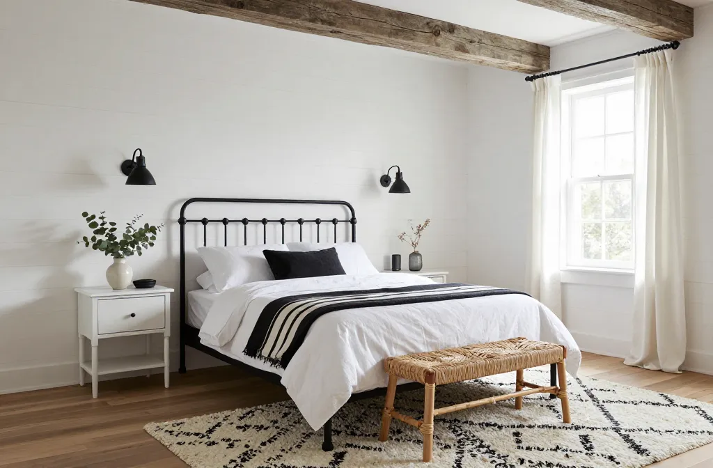 10 Black and White Farmhouse Bedroom Ideas to Steal Now