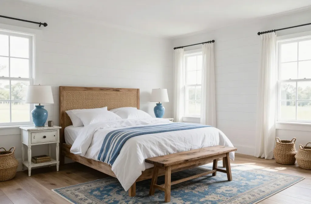 10 Blue and White Farmhouse Bedroom Ideas to Swoon Over