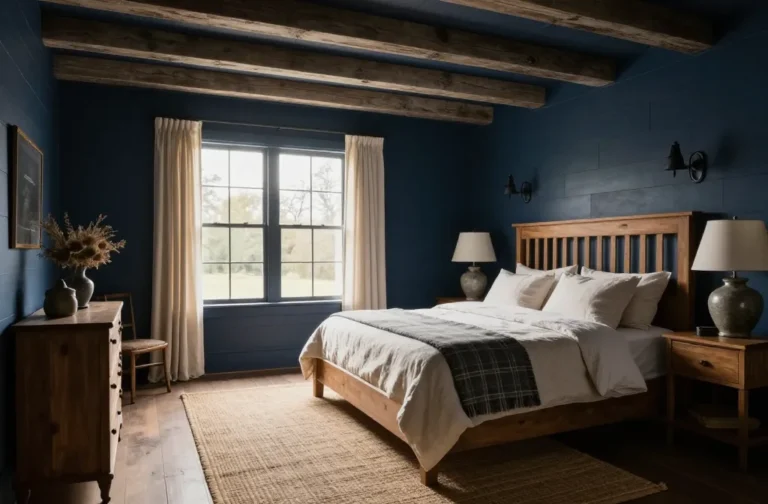 10 Dark Blue Farmhouse Bedroom Ideas That Feel Luxurious