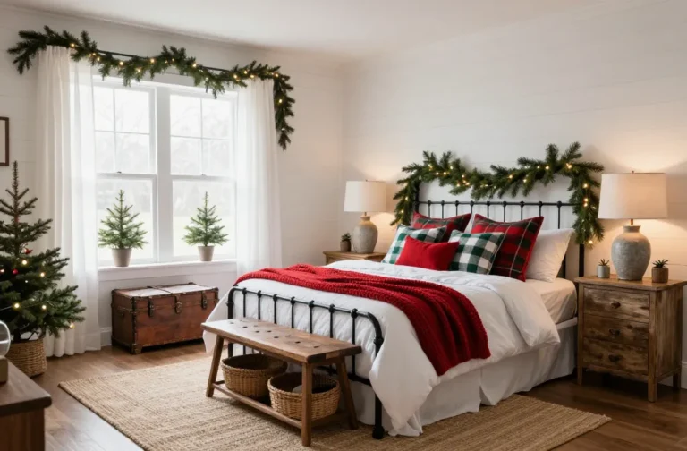 10 Farmhouse Christmas Bedroom Decor Ideas to Cozy Up