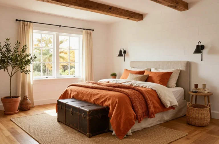 Steal These 10 Burnt Orange Farmhouse Bedroom Ideas