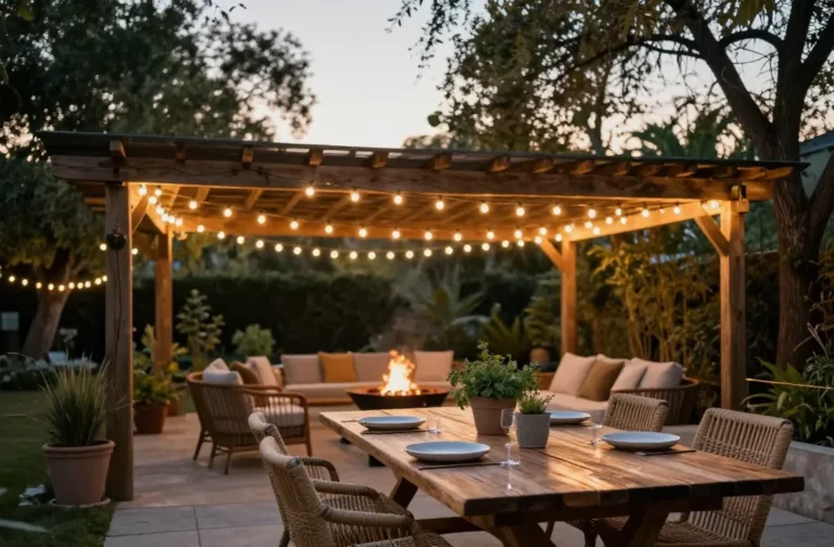 11 Rustic Backyard Ideas with String Lights for a Soft Glow Tonight