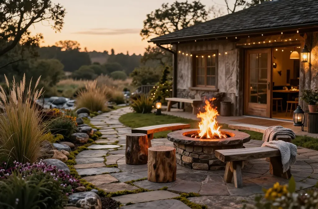 Gorgeous 10 Rustic Backyard Ideas with Natural Stone and Wood