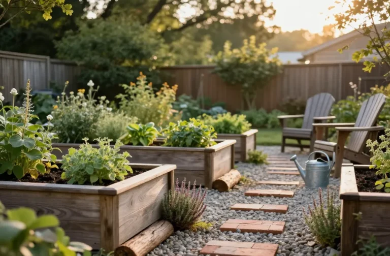 Transform Your Yard: 15 Rustic Backyard Ideas with Garden Beds and Greenery