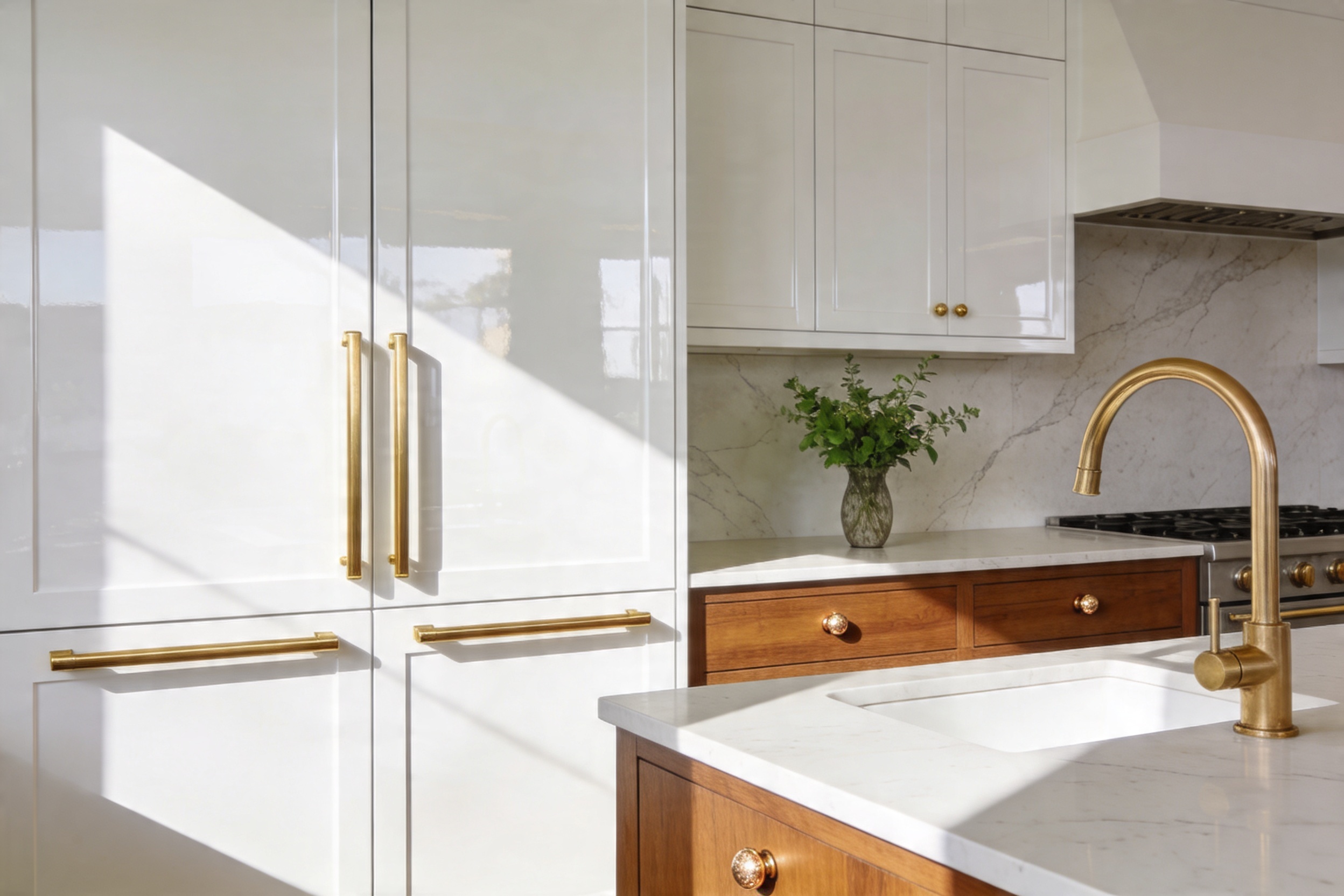 Steal These 11 Modern White Kitchen Inspo Looks with Gold Hardware Details